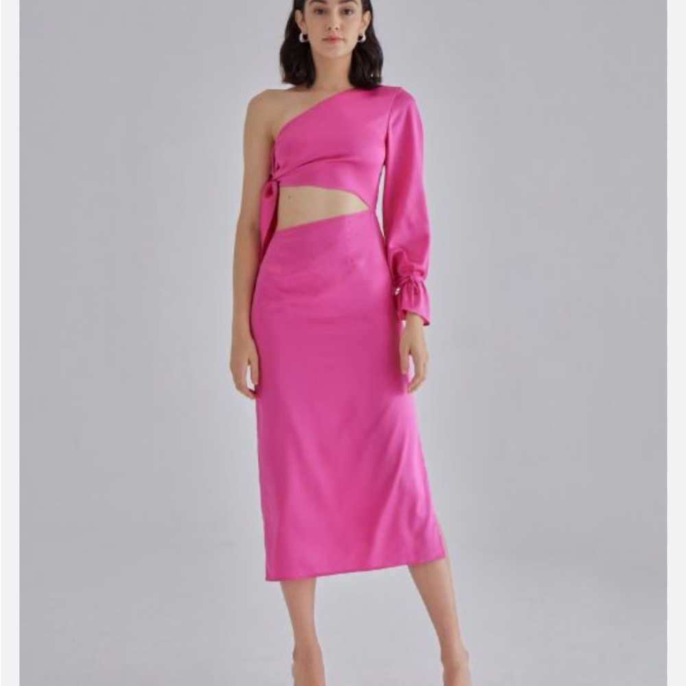 Silk Maison asymmetrical fuchsia dress